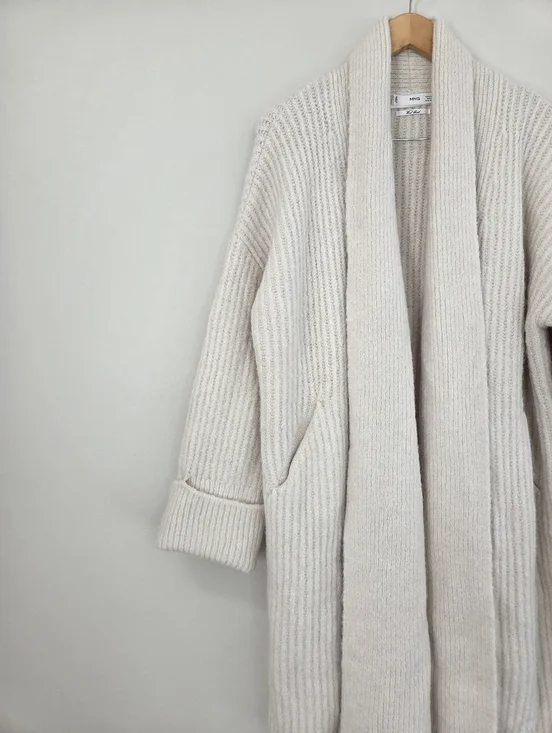 MANGO midi soft cozy cushy thick ribbed oversized sweater coat Small - Picture 7 of 12